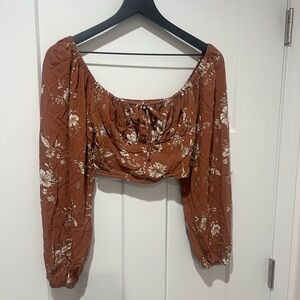 Altar'd State Floral Rust Crop Top Size XS